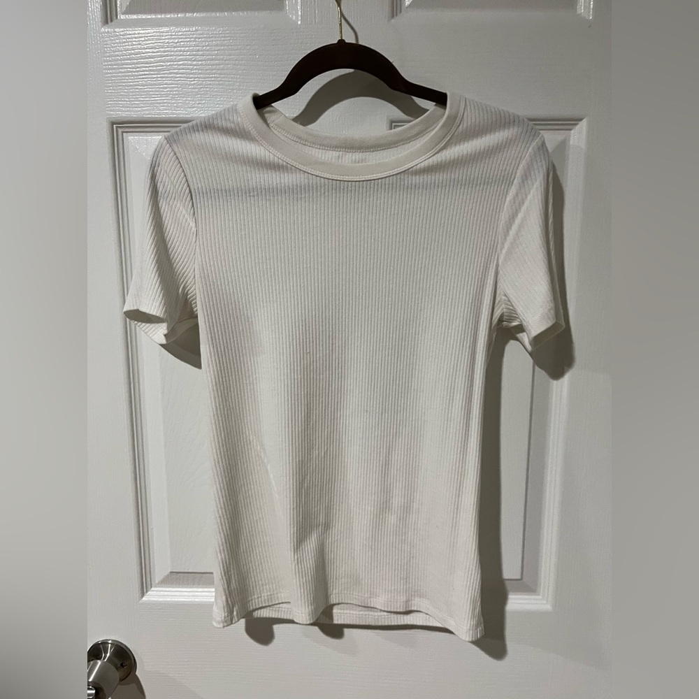 A New Day White Ribbed Short Sleeve Shirt